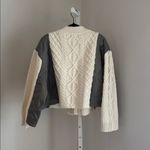 POL  Boho Quilted Cable Knit Oversized Cardigan Cream & Olive Sweater Jacket Sz M Photo 4