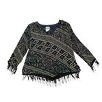 R & M Richards R M Richards Blouse Printed Beaded Fringe Black White Womens Size 16 Photo 3