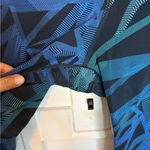 Nike  Dri Fit Blue Geometric Mesh Crop Running Leggings Photo 6