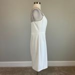 AQUA One Shoulder Beaded Mini Sheath Cocktail Dress White Size 10 Side Slit by Photo 2