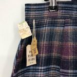 70’s Vintage Wool Blend Blue Purple Plaid Midi Skirt Deadstock Waist size 32 Size L Photo 6