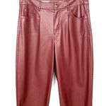 Anthropologie  Pilcro The Breaker Faux Leather Pants Burgundy Red Crop Size 28 Photo 9