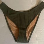 J.Crew Olive Green Textured Curved-Waist Cheeky Bikini Bottom Size Large NWT Photo 0