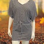 Umgee  Stripe Black White Batwing Sleeve Mini Dress Photo 7