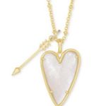 Kendra Scott Ansley Mother of Pearl Gold and White Heart Pendant Necklace Photo 0