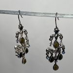 Vintage Chandelier Earrings Silver Tone Green Blue‎ Dangle Drop Women's Jewelry Photo 6