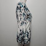 White House | Black Market Teal Floral Cardigan Small Romantic Feminine Photo 3