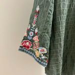 Johnny Was NWOT  Biya Embroidered Green Floral Beaded Tunic Shirt Blouse Sz S Photo 6