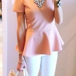 Forever 21 Pink Short Sleeve Peplum Top Photo 0