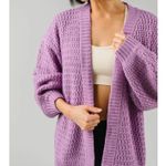 Zyia Active Lilac Petra Chunky Knit Cardigan Puff Sleeves Women’s size Small Purple Photo 14