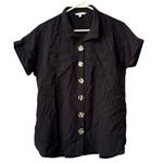 John Mark  Button Down Short Sleeve Womens Shirt Size Small Black City‎ Classic Photo 0