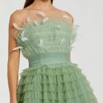 Mac Duggal 20530 Green Strapless Ruffle Gown with Feathers Photo 3