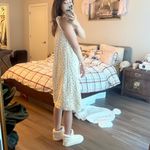 Cotton gauze blueberry flutter sleeve lace trim vintage inspired night gown Photo 1