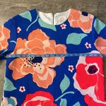 Kate Spade  Size 12 Ramona Top Hi-Low Hem Blue Multi Floral Pattern Short Sleeve Photo 3
