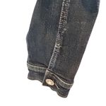 None Jean Jacket Women's Size 12 Blue Denim Jacket Pearl Studded Frayed Hem Photo 5