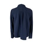 Free People Navy Linen Cotton Blend Deep V Pullover Top Small Photo 3