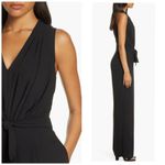Gal Meets Glam  Devin Black Sleeveless Tie Waist Jumpsuit Photo 2