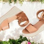 Soludos  Palermo Platform Wedge Tan & Ivory Suede Leather & Braided Jute Size 7.5 Photo 0