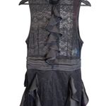 Wow Gold Label Black Ruffle Lace Silk Mockneck Full body Jumpsuit Size Large Photo 0