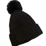 Steve Madden  beanie knit faux fur pom women's hat black Photo 2