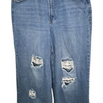 Madden Girl Distressed Wide Leg Barrel Medium Wash Denim Jeans Photo 0