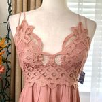 Free People Adella Crochet Slip Mini Dress in Rose Pink Photo 3