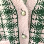 ZARA NWOT  Plaid Knit Vest with Pearl Buttons in Pink / Green Women's M Photo 5
