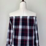 FOR THE REPUBLIC Plaid Off Shoulder Bell Sleeves Peplum Top Photo 7