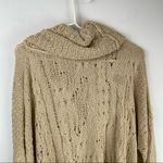 Free People  Shades of Dawn Tan Open Cable Knit Cowl Neck Sweater Sz Small Photo 5