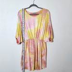 White Birch Boho Mini Dress Size Large Yellow and Pink Dyed Look Dress Photo 5