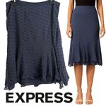 EXPRESS Vintage Y2K Deep Blue Silk Midi Skirt Size 11/12 Photo 1