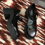 Black faux leather Lolita Mary Jane schoolgirl chunky platform pumps goth shoes dark academia preppy loafers oxfords round toe #grunge #punk #whimsygoth Size 9.5M Photo 3