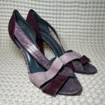 ELMAN Venezia Made in Italy Women's Burgundy Suede Snakeskin Heels Size 39 Purple Photo 0