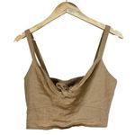 Universal Threads NWT Universal Thread Crop Top Womens XS Wheatfield Tan Linen Tie Front Earthy Photo 2