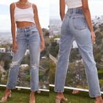 Revice Denim Revice Frontrunner High Rise Distressed Straight Leg Jeans Grand Prix Light Wash Photo 1