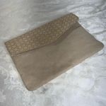 BVLGARI  Tan & Gold Metallic Zip Makeup Clutch 10x7x.5 Photo 7