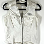 Harley Davidson Womens White Sleeveless Full‎ Zip Biker Motorcycle Vest Size S Photo 0