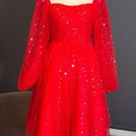 Women’s Red Short Stars & Moons Party Homecoming Dress Corset Back Size 0 NEW Photo 0