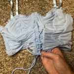 Tic Toc Elegant Sky Blue Ruched Crop Top Photo 2