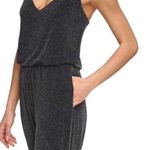 Eliza J  Black Metallic Spaghetti Strap Blouson Jumpsuit 10 Photo 1
