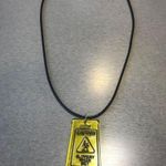 Handmade Gothic Caution Sign slippery floor Necklace - Cool & Chic Antique vintage emo Photo 1