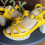 Josef Seibel Leather Strap Sandal Heel European Laganlook Flower Mustard Comfort Yellow Size 6.5 Photo 0