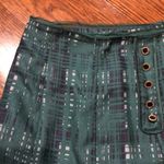 Tory Burch Green Black Plaid Silk Skirt with Pleated Hem Hidden Zipper Sz 4 Photo 2