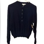 Good American NWT Tissue Weight Cotton Blend Henley Sweater size S/M Navy Photo 2