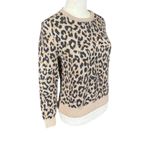 J.Crew leopard print long sleeve crewneck stretchy pullover wool sweater small Photo 1