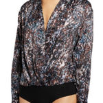 ASTR  The Label Yvette Sequin‎ Print Bodysuit NWT Large Photo 0
