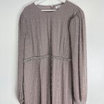 Mac Duggal  Stripe Long Sleeve Midi Dress in Vintage Lilac Size US 16 NWT Photo 4