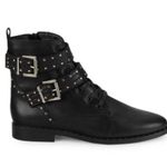 Ted Baker Women Size 8.5 Kelanaa Lace Up Studded Biker Moto Boots Black Combat Photo 0