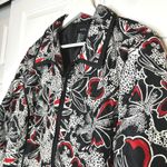 RQT Vintage Jacket XL Black Red Floral Print Quilted Zip Front Blazer jacket Photo 2