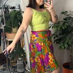 Oscar de la Renta Vintage  tropical asymmetrical mesh cover up sheer floral Photo 4